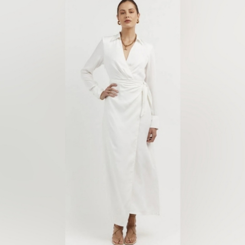 Dissh Sasha White Shirt Wrap Midi Dress XS NEW Summer Vacation Classy